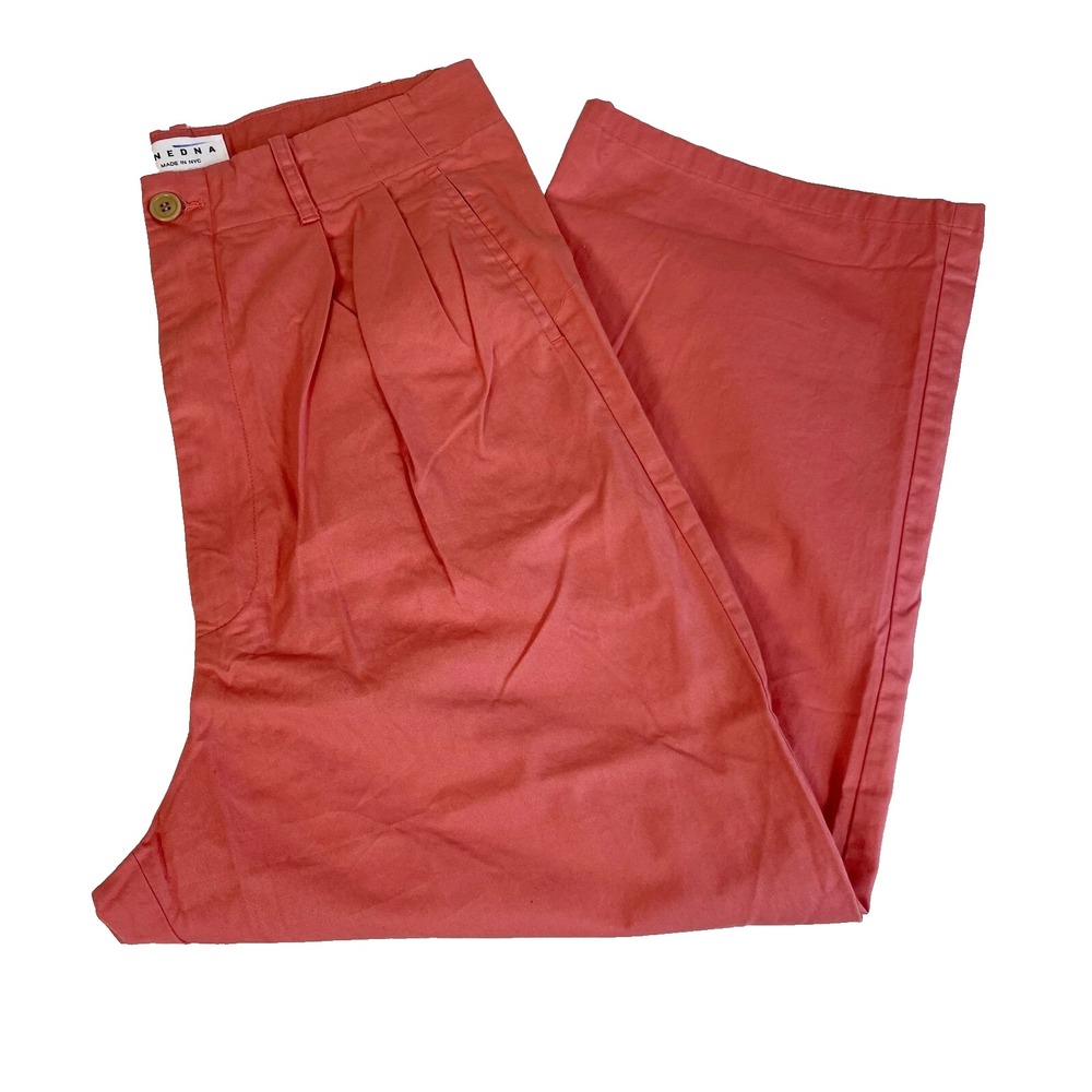 ONE DNA High Rise Cropped Capri Pants Womens S‎ Pink Pleated Front Pockets USA